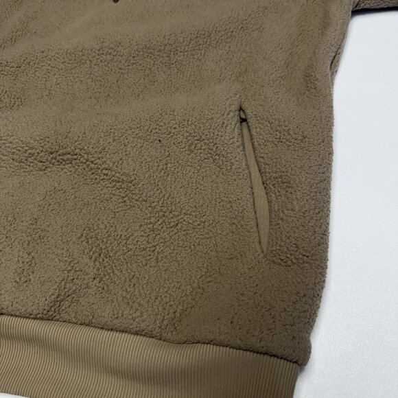 Alo Fleece Sweatshirt Jacket Medium 22.5x26.5 Brown Micro Sherpa Yoga - Picture 12 of 16